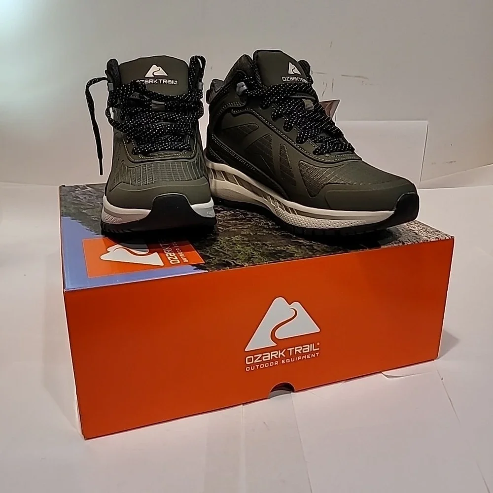 Ozark Trail Women's Size 7 Olive Leather Waterproof Tech Hiker Boot Shoes NWT